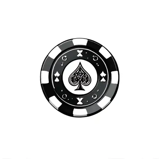 poker chip with bowling pins in the background tattoo design idea