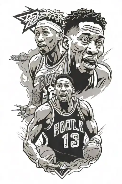 Scottie Pippen and Dennis rodman shirts showing the number tattoo design idea