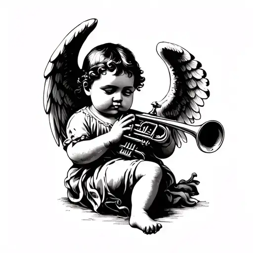 baby Angel Trumpeter tattoo tattoo design idea