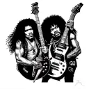 Dimebag Darrell and Jimi Hendrix with their guitars tattoo design idea