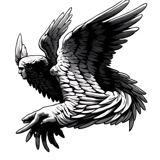 keffiyeh angel wings spread tattoo design idea