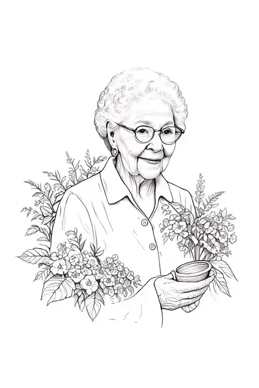 memorial tattoo for my grandma who was a teacher and loved to garden tattoo design idea