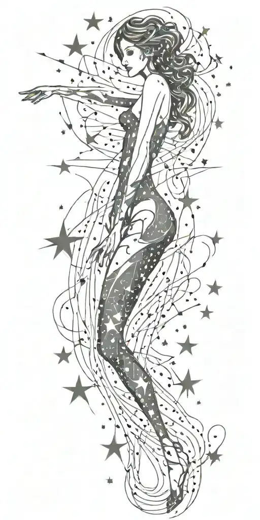 slutty sexy stars swooshing line galaxy  storm tattoo design idea