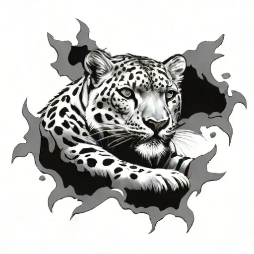 snow leopard surrounded tattoo design idea