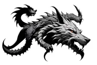 jörmungandr Fenrir norse mythical tattoo design idea