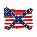 square confederate flag in center with american flag behind it tattoo design idea