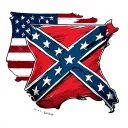 square confederate flag in center with american flag behind it tattoo design idea