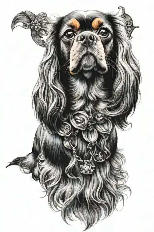 Cavalier king Charles spaniel dog tattoo design idea