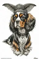 Cavalier king Charles spaniel dog tattoo design idea
