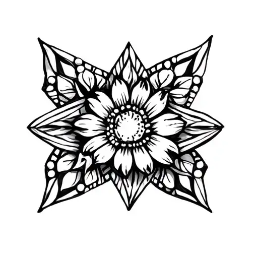 dainty diamonds and flower  tattoo design idea