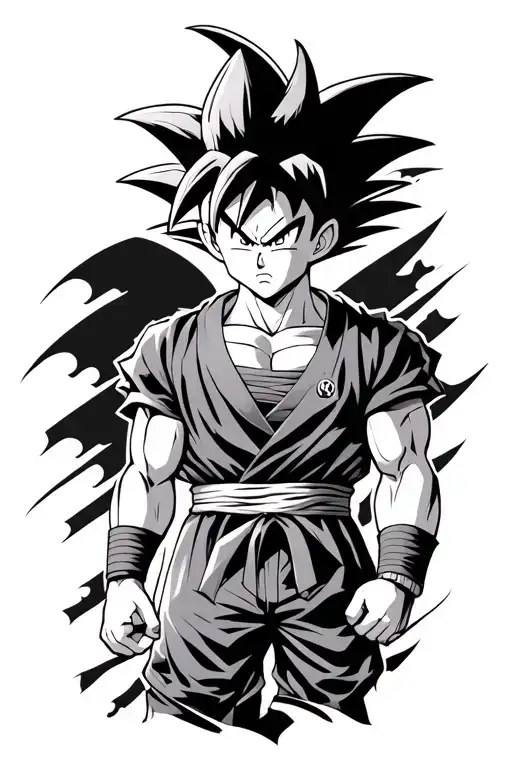 goku with a cool background black tattoo design idea