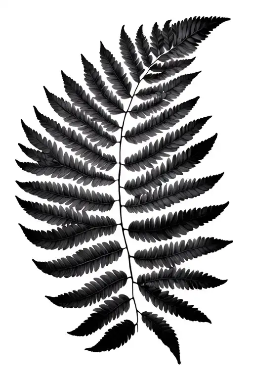 black and grey fern leaf tattoo design idea