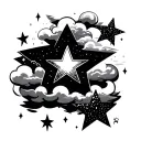 stars and cloud artwork tattoo design idea
