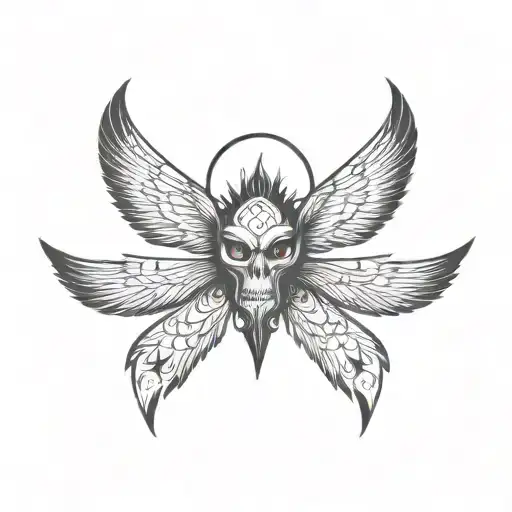 seraphim, 6 bat wings, centre eye tattoo design idea