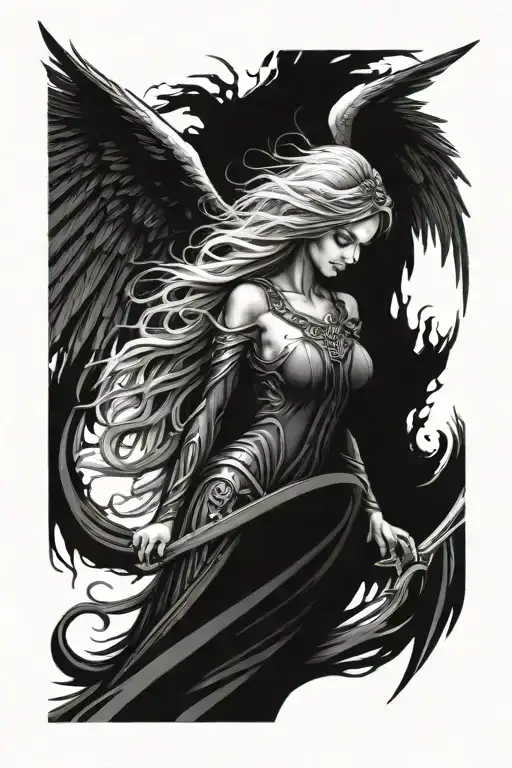 dark angel tattoo design idea