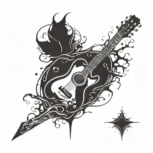Incorporate a guitar and welding torch in a unique design tattoo design idea