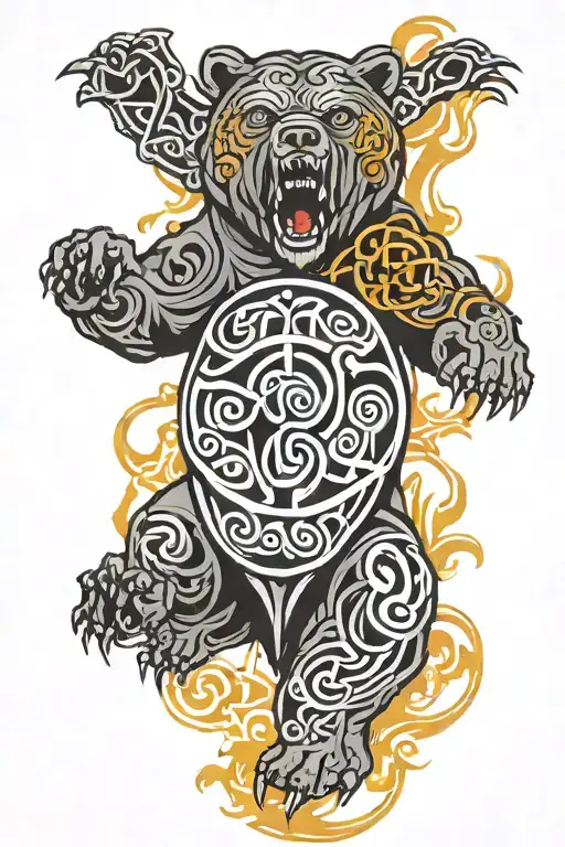 Celtic Bear Roaring tattoo design idea