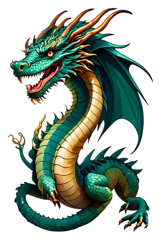 Dragon on a Libra scale tattoo design idea