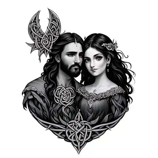Celtic Father Daughter tattoo design idea