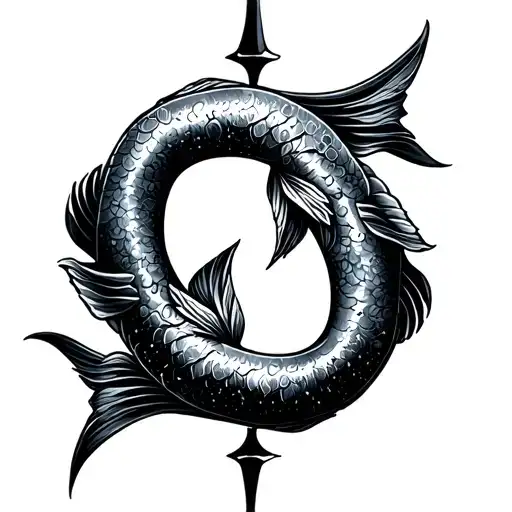 Pisces and Sagittarius symbols intertwined tattoo design idea