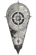 map with compass rose with intricate tattoo design idea