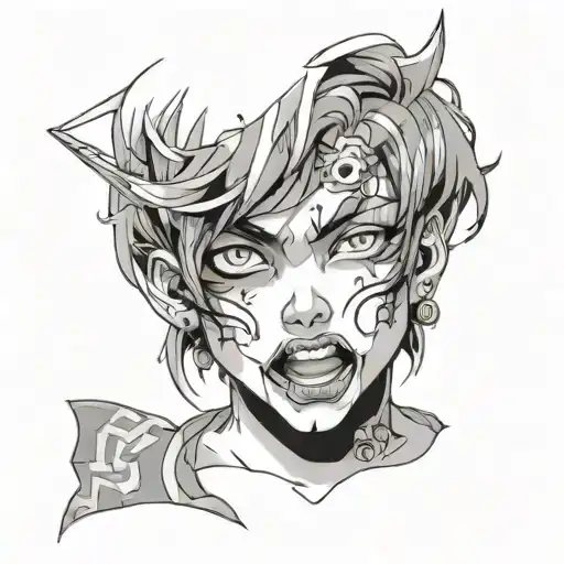 Ahegao anime face tattoo design idea