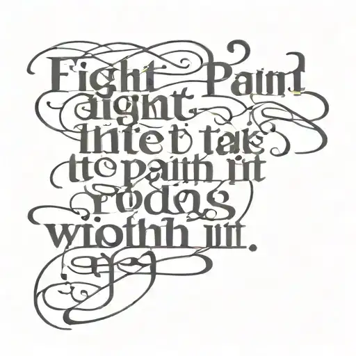 small black tattoo depicting the lyrics "fight it take the pain ignite it" from the song holding on to you with no words tattoo design idea