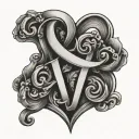 j en j letter , heart shape tattoo design idea