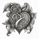 j en j letter , heart shape tattoo design idea