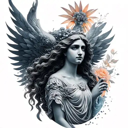 Nyx Greek goddess surrounded tattoo design idea
