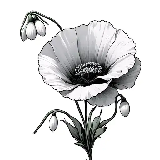 Poppy And Snowdrop tattoo design idea