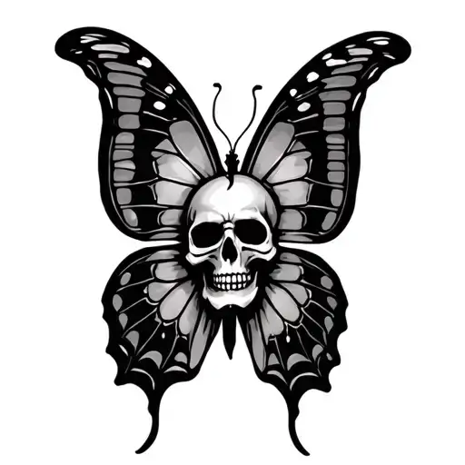 butterfly with skull, but the skull is on the wings of the butterfly  tattoo design idea