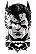 superman using his lazer vision to burn his symbol into the batman symbol  tattoo design idea