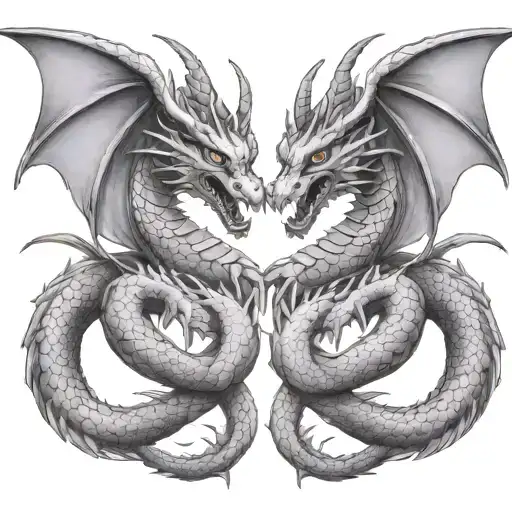 two-headed dragon tattoo design idea