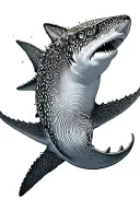 Whale shark, leopard shark, fingerprint, diver, manta ray tattoo design idea