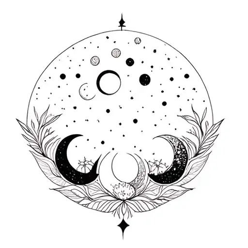 moon phases bohemian chest tattoo feminine tattoo design idea