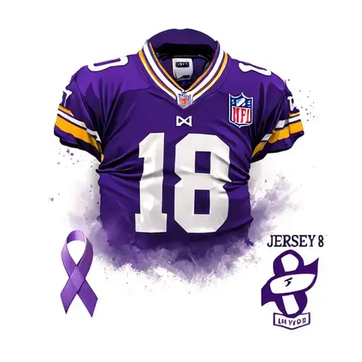 Jersey # 8 football nfl cancer awareness logo incorporated framed  tattoo design idea