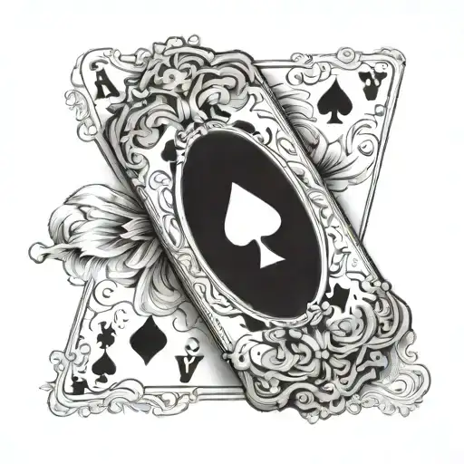 dainty western deck of cards tattoo design idea