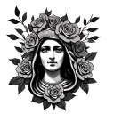 rest in peace Guadalupe Mexican with roses tattoo design idea