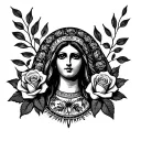 rest in peace Guadalupe Mexican with roses tattoo design idea