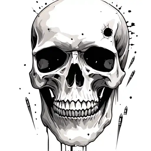 bullet holes in a skull tattoo design idea