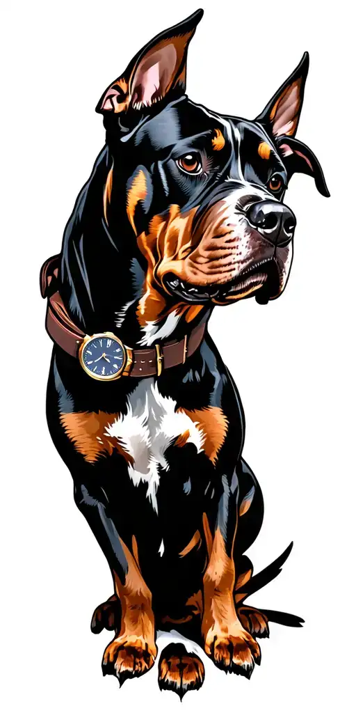 red kite with Tudor watch bulldog and Doberman  tattoo design idea