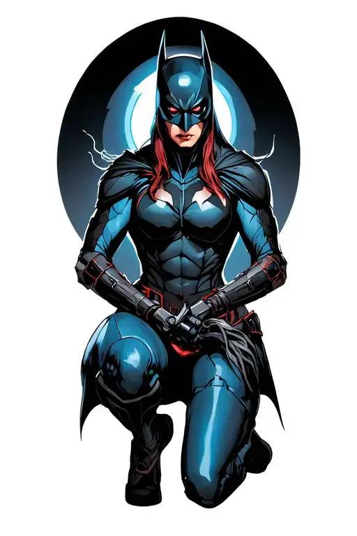 azreal from batman arkham knight kneeling at cross tattoo design idea