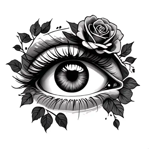 eye with roses around tattoo stencil tattoo design idea
