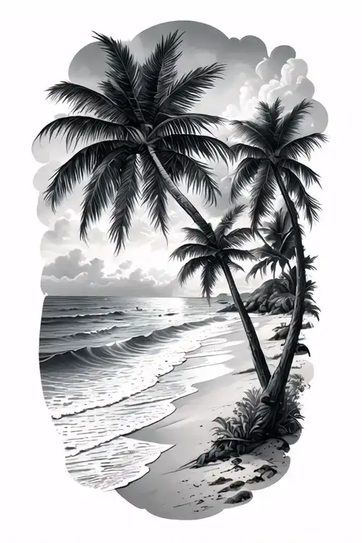 beach theme sleeve tattoo design idea