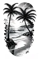 beach theme sleeve tattoo design idea
