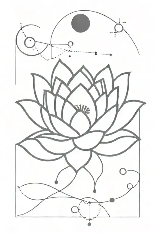 lotus flower and moon phases  tattoo design idea