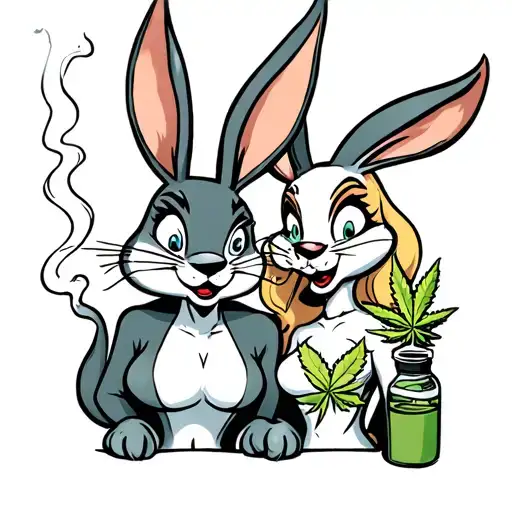 jessica and roger rabbit smoking weed tattoo design idea