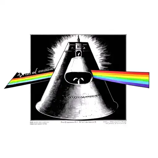 create an old school style tattoo with the drawing of the cover of the album "The division bell" by Pink Floyd tattoo design idea