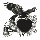 Phoenix and skull  tattoo design idea